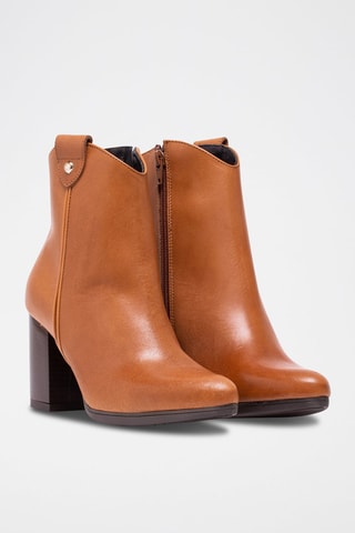 Leren Enkellaarzen Ines Camel