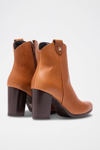 Leren Enkellaarzen Ines Camel