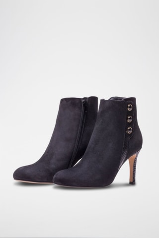 Nubuck en Leren Enkellaarzen Ursula Zwart