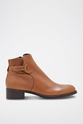 Leren Enkellaarzen Camel