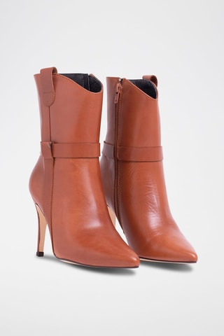 Leren Enkellaarzen Camel