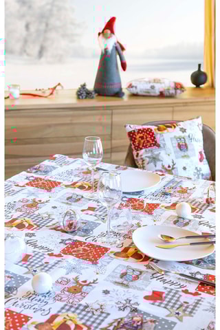 Mantel rectangular Naive Xmas - - Blanco y gris