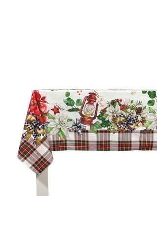 Mantel rectangular Ribbon - Blanco y rojo