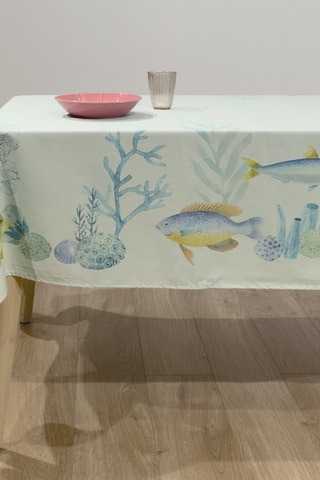 Mantel Kent Peces - Azul y crudo