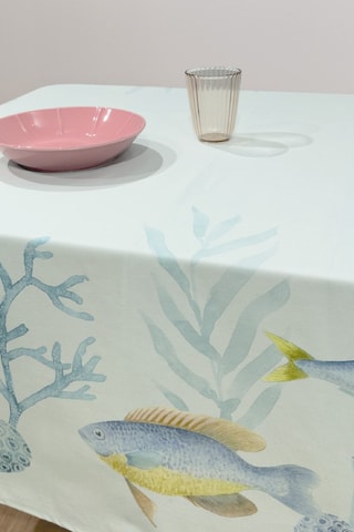 Mantel Kent Peces - Azul y crudo