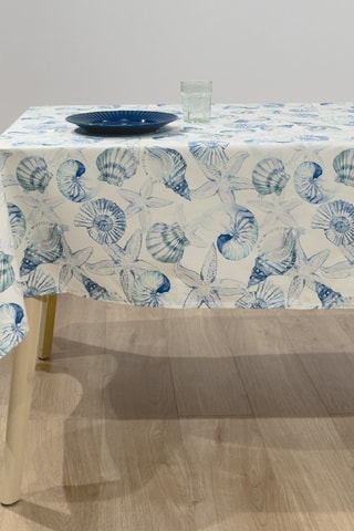 Mantel Twister Shell - Crudo y azul