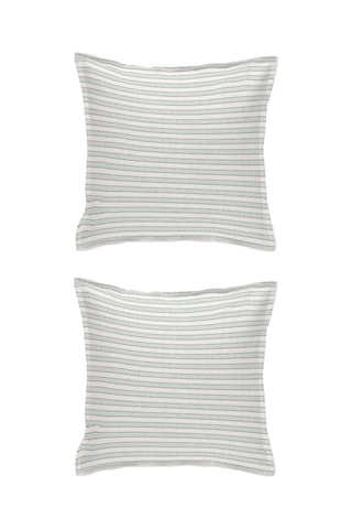 2 fundas de almohada de algodón 91 hilos/cm² Keraka - Blanco y verde