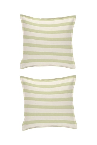 2 fundas de almohada de algodón 91 hilos/cm² Bengale - Blanco y amarillo