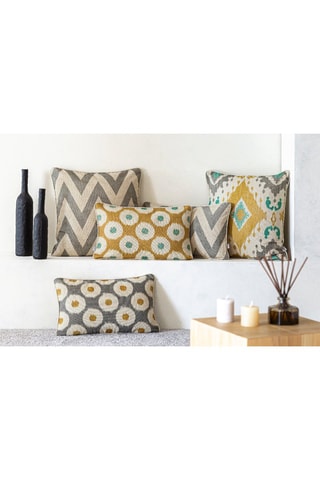 2 fundas de cojín de lino Meena - Beige y gris - 30 x 50 cm