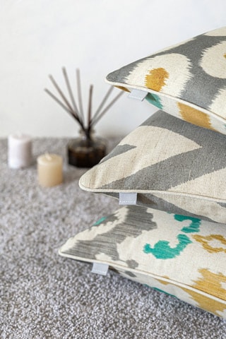 2 fundas de cojín de lino Meena - Beige y gris - 30 x 50 cm