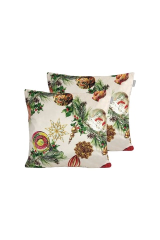 2 fundas de cojín de terciopelo Decoration Xmas - Blanco y rojo - 30 x 50 cm