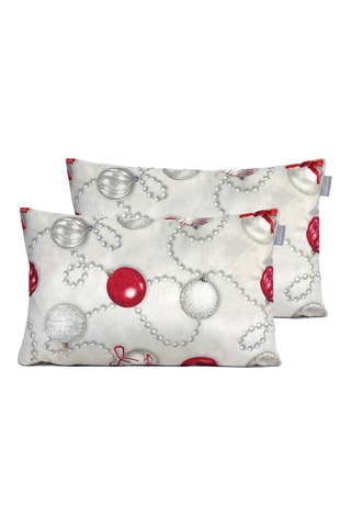 2 fundas de cojín de terciopelo Xmas days - Gris y rojo - 30 x 50 cm