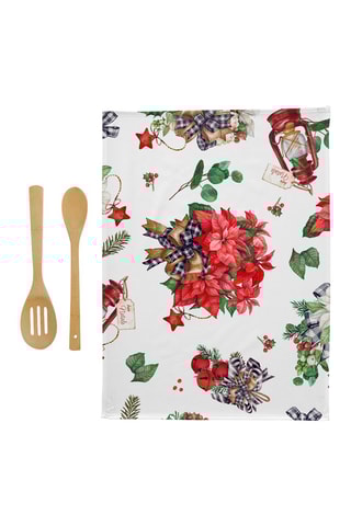 2 paños Ribbon - Blanco y rojo