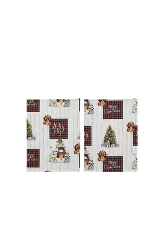 2 paños de cocina Holly Jolly - Blanco y rojo