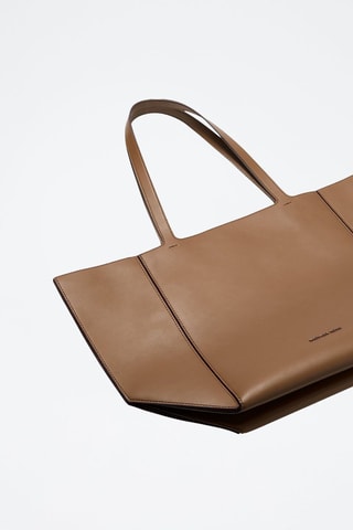 Bolso shopper de piel - Beige