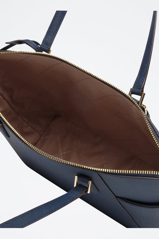 Bolso shopper de piel - Azul marino y dorado