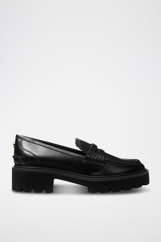 Mocasines de piel de tacón - Negro