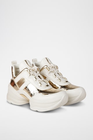 Zapatillas con plataforma - Blanco y dorado