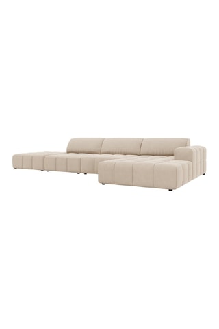 Canapé d'angle droit Luc - Beige - 5 places - Toucher velours