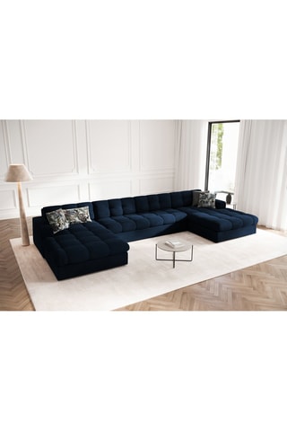 Canapé d’angle panoramique Yohan - Bleu roi