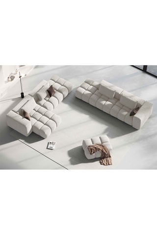 Canapé d'angle gauche modulaire Lorella - Beige - 4 places - Revêtement en tissu structurel