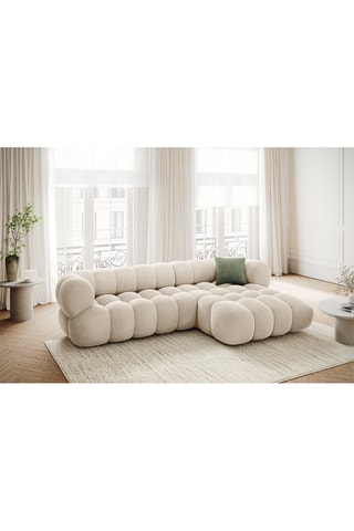 Canapé d’angle droit Maurice - Beige - 3 places - Toucher velours