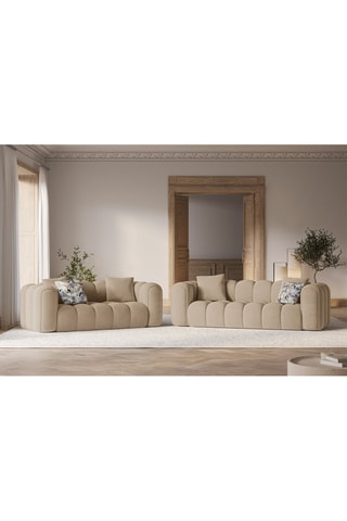 Canapé Elise - Beige - 3 places - En tissu velours