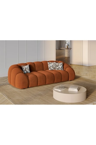 Canapé Lyna - Camel - 4 places - En tissu velours