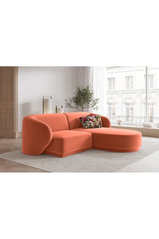 Canapé d’angle gauche modulable Lionel - Corail - 3 places - En tissu velours