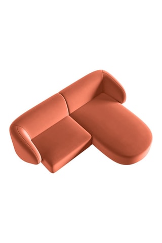 Canapé d’angle gauche modulable Lionel - Corail - 3 places - En tissu velours