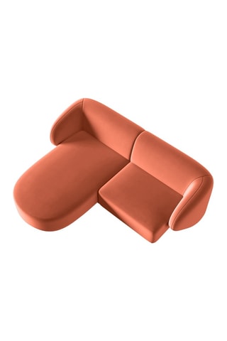 Canapé d’angle droit modulable Lionel - Corail - 3 places - En tissu velours