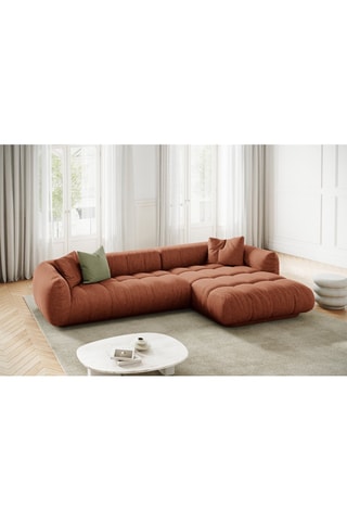 Canapé d’angle droit modulaire Julia - Rouge brique - 3 places - En tissu structurel