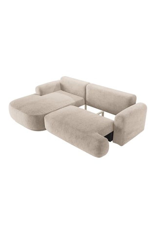 Canapé d’angle gauche modulable et convertible Adriana - Beige - 5 places - Tissu structurel 