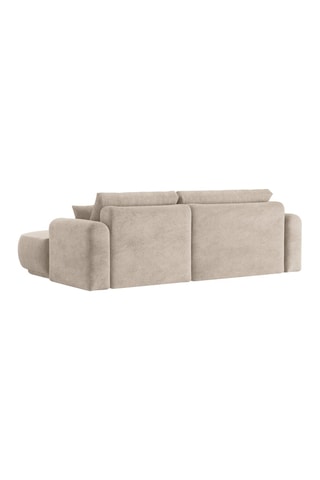 Canapé d’angle droit modulable et convertible Adriana - Beige - 5 places - Tissu structurel 