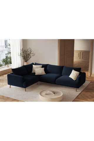 Canapé d'angle gauche Margot - Bleu roi - 6 places - En tissu velours