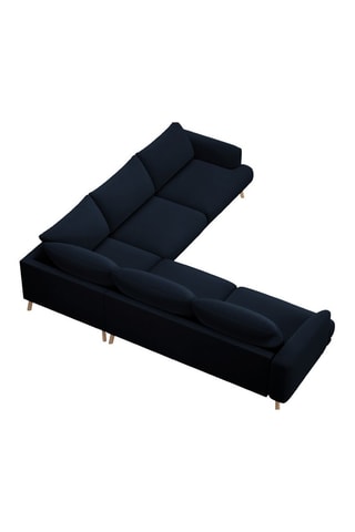 Canapé d’angle symétrique Margot - Bleu roi - 5 places - En tissu velours