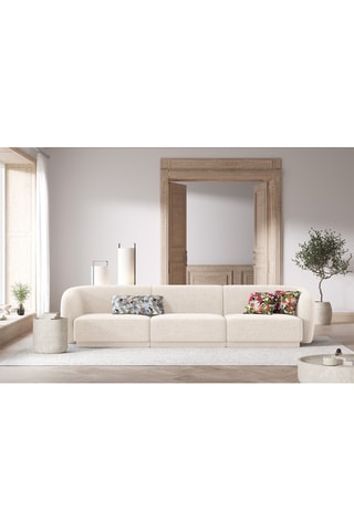 Canapé modulaire Lionel - Beige clair - 3 places - Toucher tissu chenille