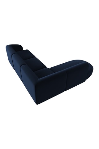 Canapé d'angle gauche modulaire Lionel - Bleu roi - 5 places - Toucher velours