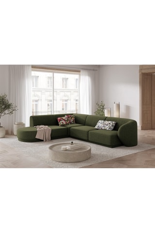 Canapé d'angle gauche Lionel - Kaki - 5 places - Toucher tissu chenille