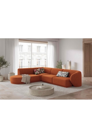 Canapé d'angle gauche Lionel - Terre cuite - 5 places - Tissu chenille