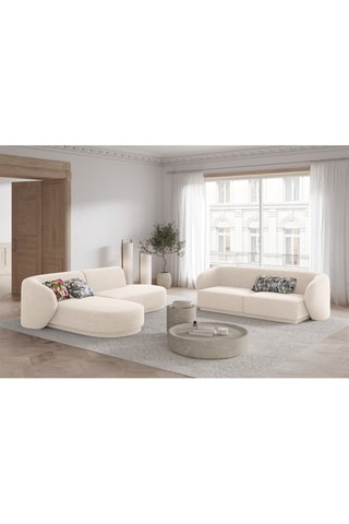 Canapé d'angle gauche ouvert modulaire Lionel - Beige clair - 4 places - Toucher tissu chenille