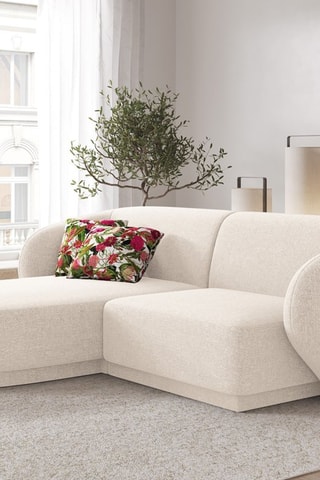 Canapé d'angle gauche modulaire Lionel - Beige clair - 3 places - Toucher tissu chenille
