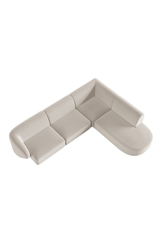 Canapé d'angle droit modulaire Lionel - Beige - 5 places - Toucher velours
