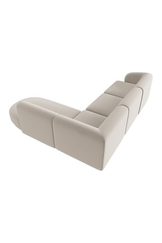 Canapé d'angle droit modulaire Lionel - Beige - 5 places - Toucher velours