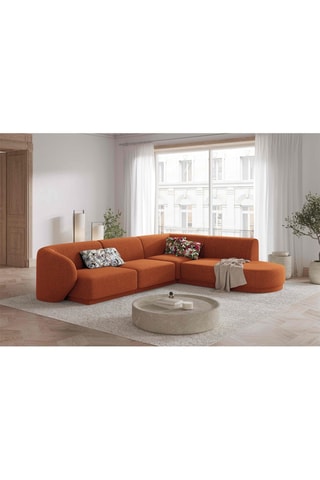 Canapé d'angle droit Lionel - Terracotta - 5 places - Revêtement en tissu chenille