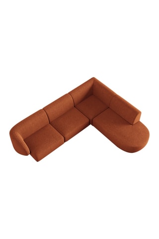 Canapé d'angle droit Lionel - Terracotta - 5 places - Revêtement en tissu chenille
