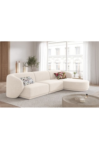 Canapé d'angle droit modulaire Lionel - Beige clair - 4 places - Toucher tissu chenille