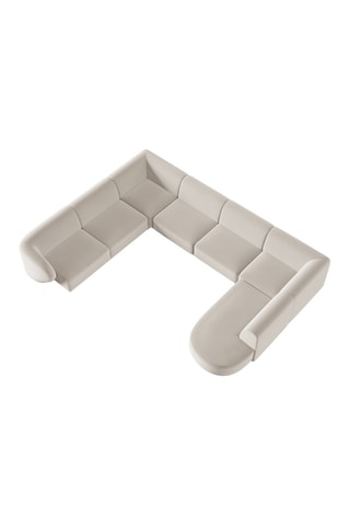 Canapé d’angle gauche panoramique Lionel - Beige - 8 places - Toucher velours