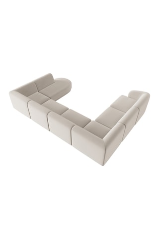 Canapé d’angle gauche panoramique Lionel - Beige - 8 places - Toucher velours