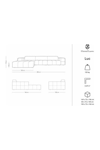 Canapé d'angle gauche Luc - Bleu clair